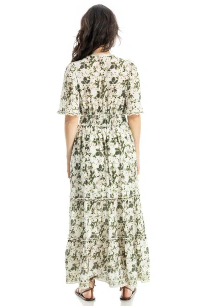 Max Studio Ruffle Sleeve Tiered Maxi Dress In Multi