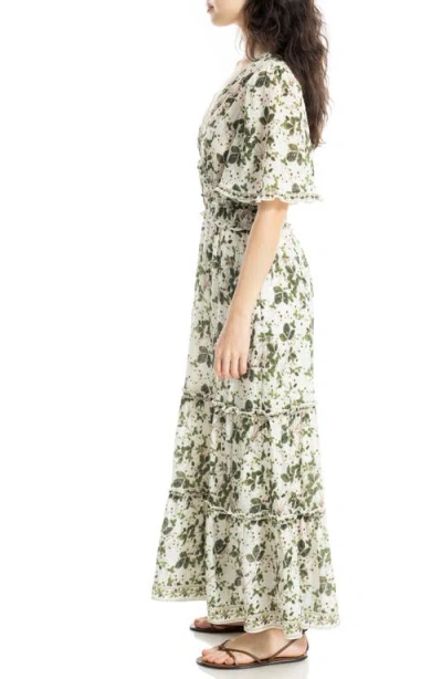 Max Studio Ruffle Sleeve Tiered Maxi Dress In Multi
