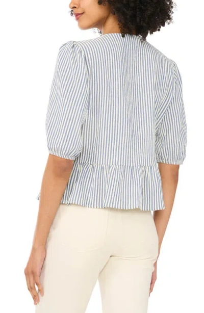Cece Stripe Bow Peplum Top In Multi