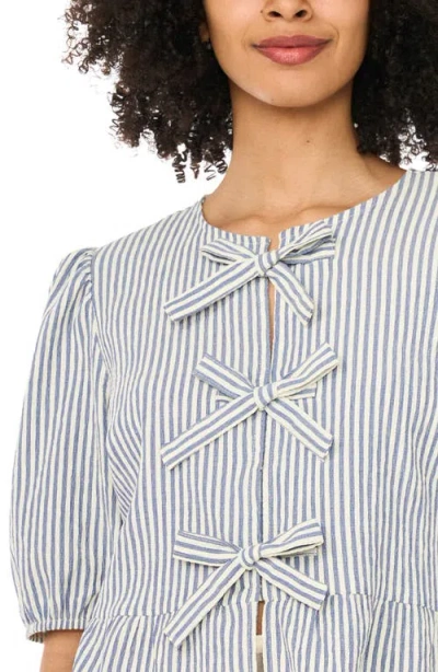 Cece Stripe Bow Peplum Top In Multi