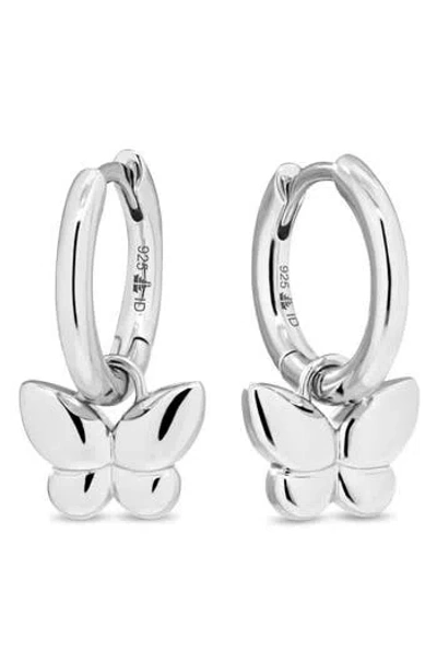 Devata Butterfly Hoop Earrings In Silver