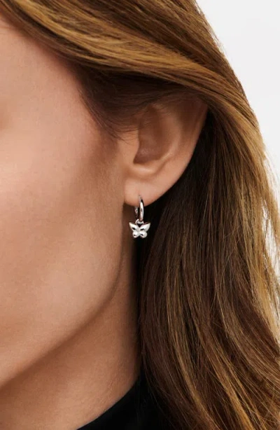 Devata Butterfly Hoop Earrings In Silver