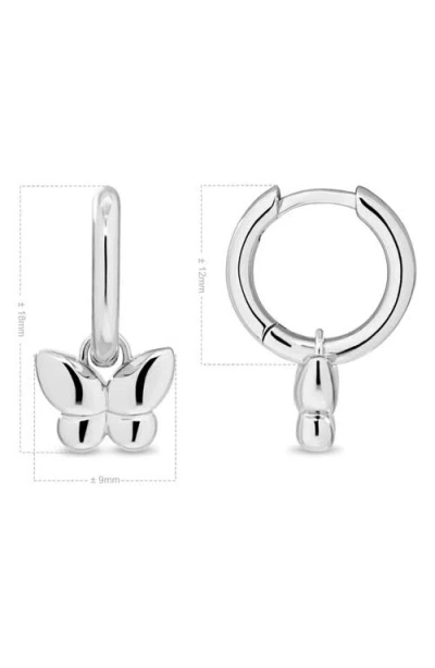 Devata Butterfly Hoop Earrings In Silver