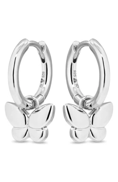 Devata Butterfly Hoop Earrings In Silver