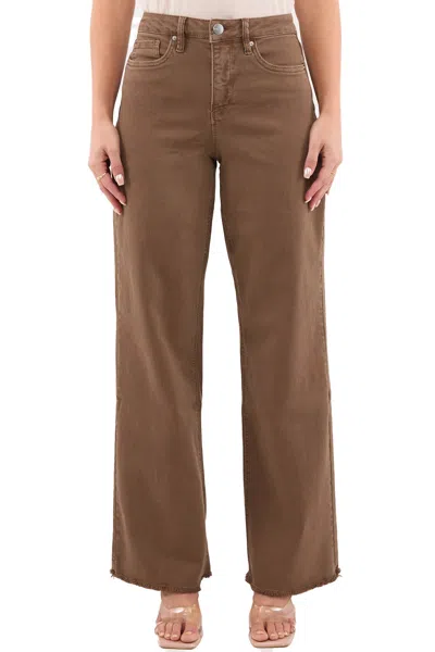 Rfm Chloe High Rise Frayed Wide Leg Pants In Brown