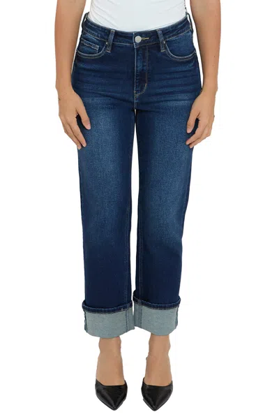 Rfm Dylan Cuffed Straight Leg Jeans In Blue