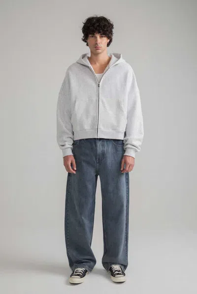 Elwood Zip Rectangle Hoodie In Gray