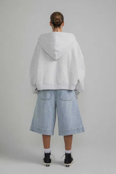 Elwood Zip Rectangle Hoodie In Gray