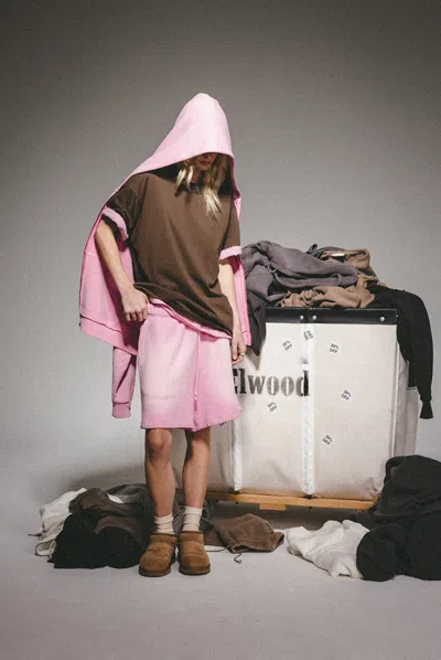 Elwood Zip Rectangle Hoodie In Pink