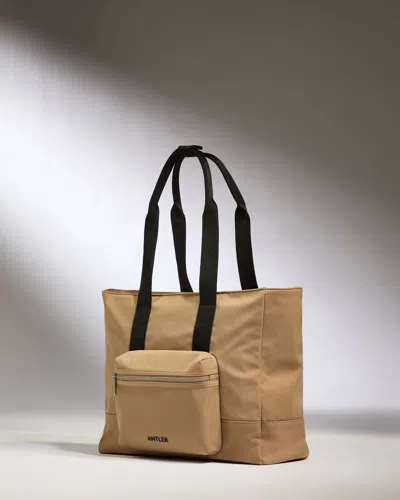 Antler Icon Tote Bag In Sand In White