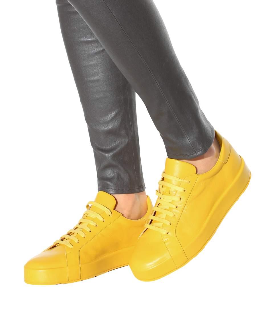 jil sander leather platform sneakers