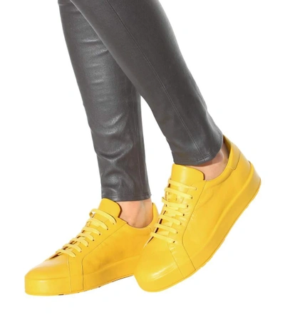 Jil Sander Blue Leather Platform Sneakers main image 0