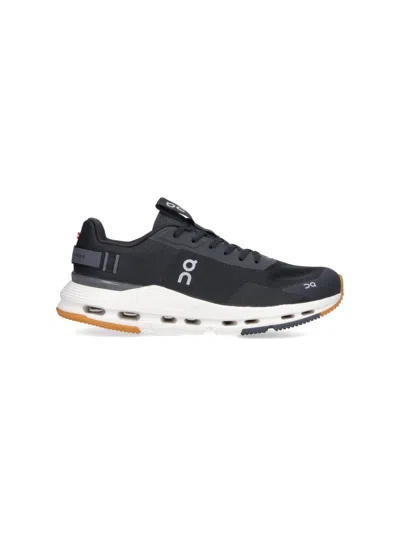 On Sleek Low-profile Sneakers With Recycled Polyester Upper In Black