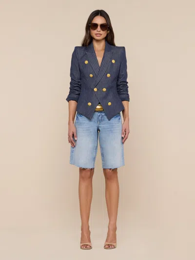 L'agence Solar Pinstriped Blazer In Blue