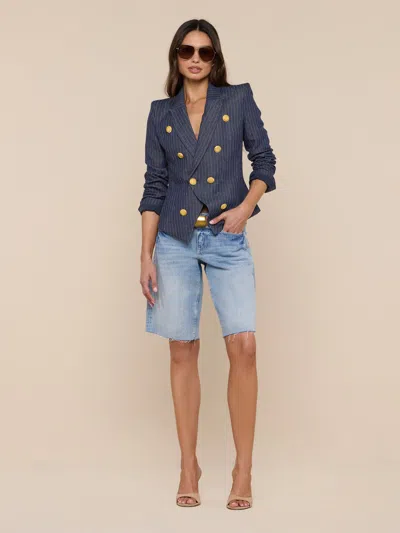 L'agence Solar Pinstriped Blazer In Blue