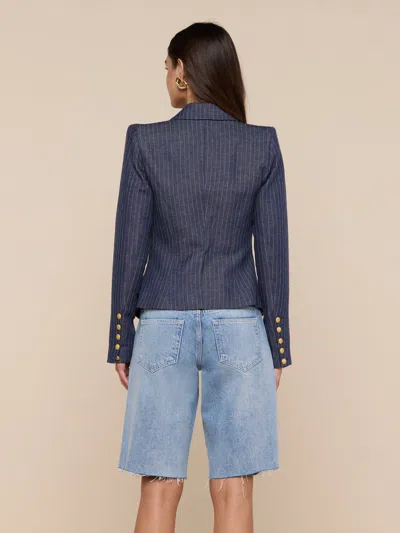L'agence Solar Pinstriped Blazer In Blue