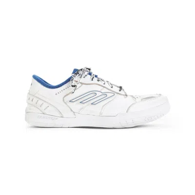 Balenciaga Hamptons Worn-out Sneakers In White And Blue In White