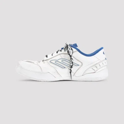 Balenciaga Hamptons Worn-out Sneakers In White And Blue In White