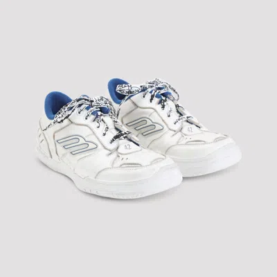 Balenciaga Hamptons Worn-out Sneakers In White And Blue In White
