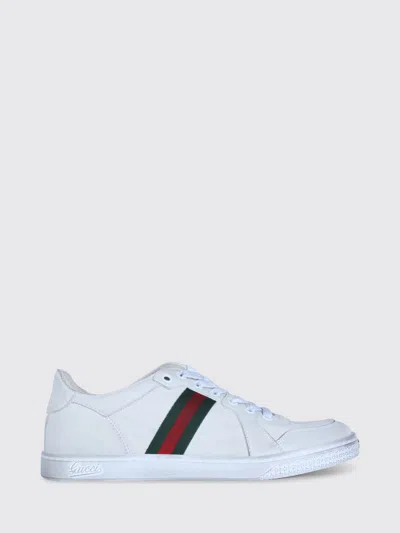 Gucci Leather Stretch Lace Up Sneakers Signature Stripe In Multi
