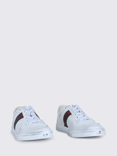 Gucci Leather Stretch Lace Up Sneakers Signature Stripe In Multi