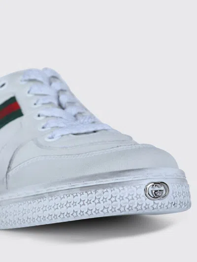 Gucci Leather Stretch Lace Up Sneakers Signature Stripe In Multi