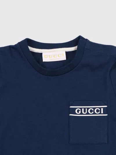 Gucci Kids Patch Pocket T-shirt In Blue