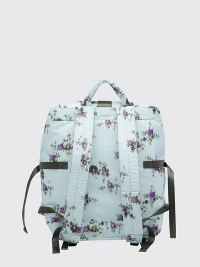 Ganni Re-tech Nylon Backpack With Floral Pattern In Blue
