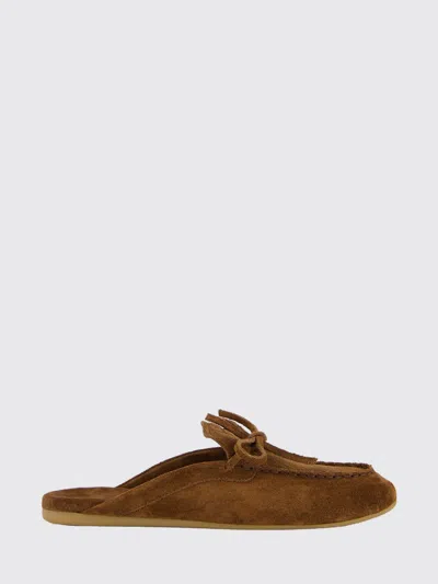 Miu Miu Suede Sabots Rounded Toe Bow Detail In Brown