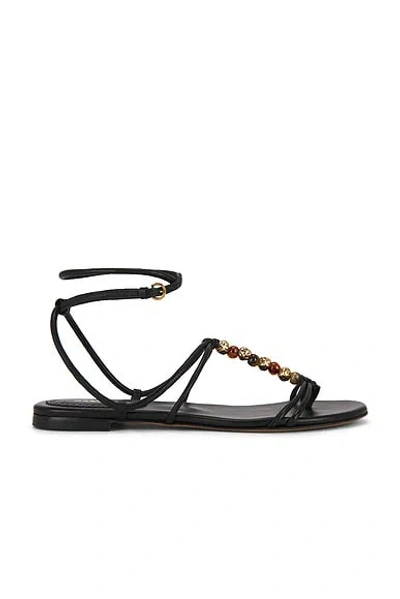Isabel Marant Yctoria Beaded-strap Leather Sandals In Black