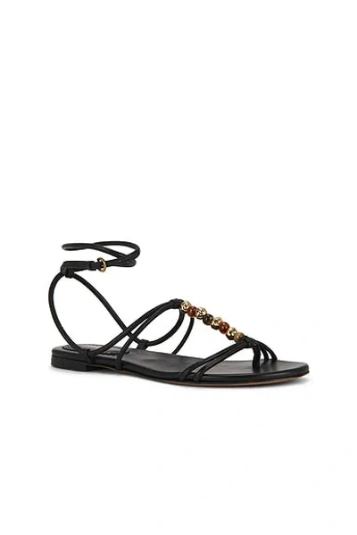 Isabel Marant Yctoria Beaded-strap Leather Sandals In Black