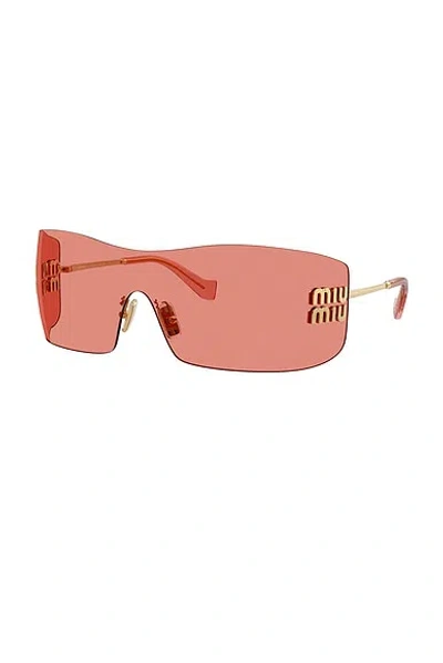 Miu Miu Rectangular Sunglasses In Yellow