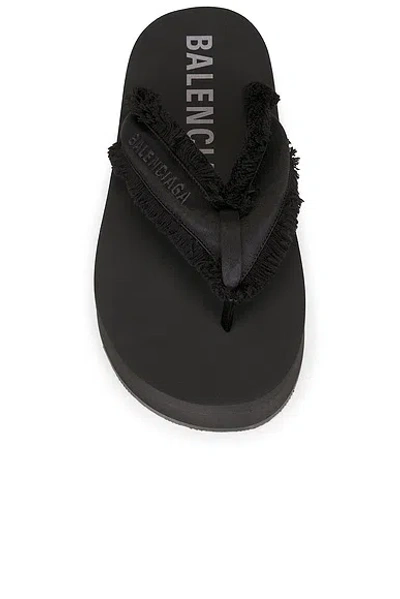 Balenciaga Fringed Strap Logo Embroidered Sandals For Women In Black