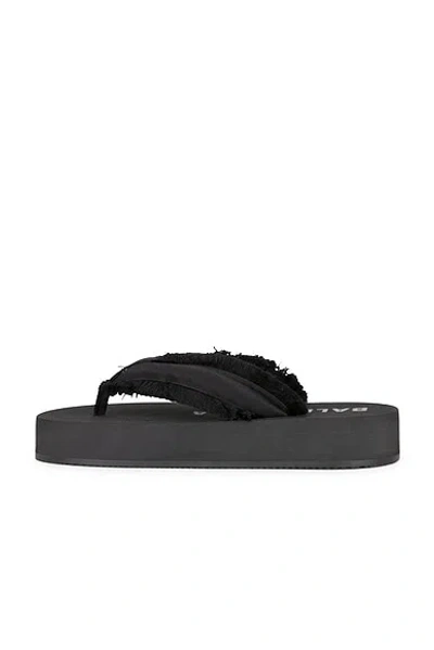 Balenciaga Fringed Strap Logo Embroidered Sandals For Women In Black