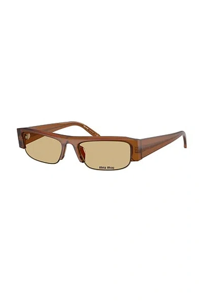 Miu Miu Rectangular Sunglasses In Brown