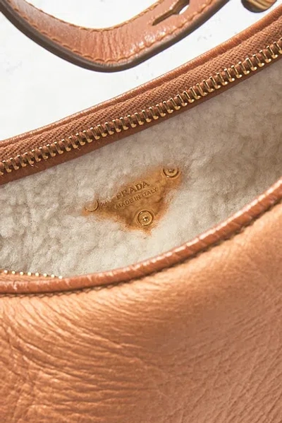 Pre-owned Prada Shearling Arque Shoulder Bag In Brown