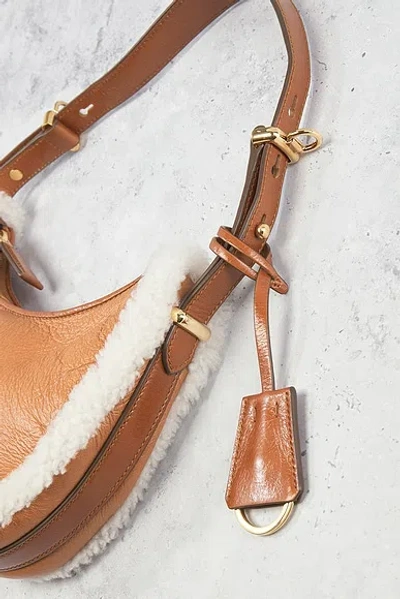Pre-owned Prada Shearling Arque Shoulder Bag In Brown