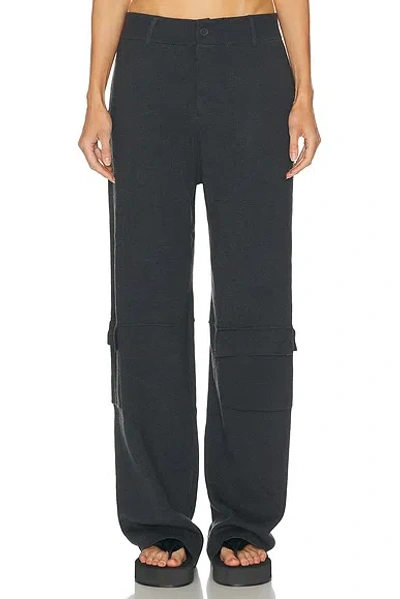 Aya Muse Knit Cargo Pants In Charcoal In Black
