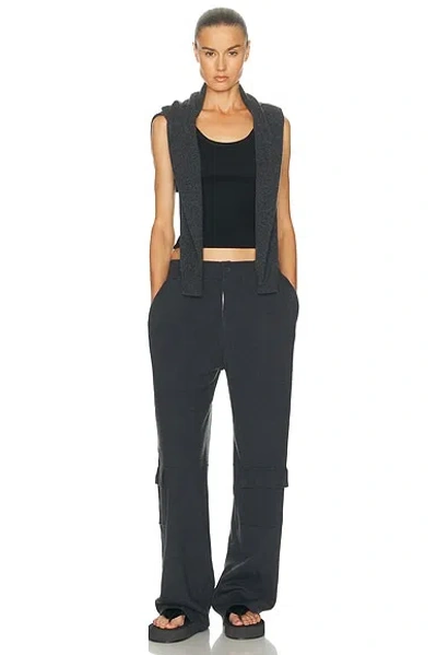 Aya Muse Knit Cargo Pants In Charcoal In Black