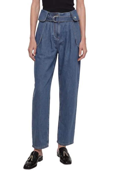 Loewe Womens Light Blue Side-flap Balloon-leg High-rise Jeans