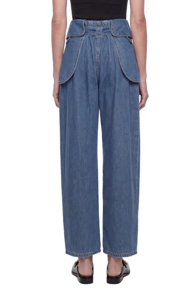 Loewe Womens Light Blue Side-flap Balloon-leg High-rise Jeans