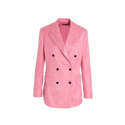 Tom Ford Double-breasted Long-sleeve Blazer In Pink