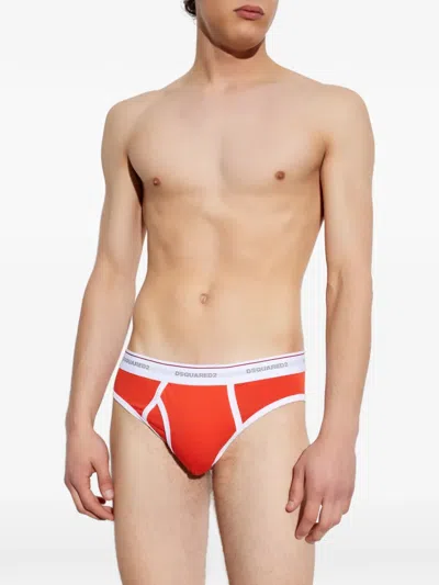 Dsquared2 Logo-waistband Briefs In Red