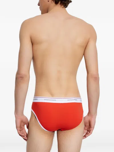Dsquared2 Logo-waistband Briefs In Red