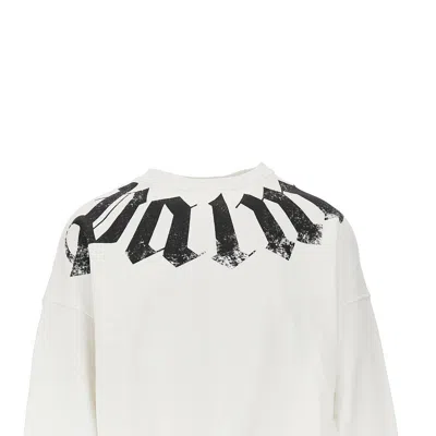 Palm Angels Men White Logo Crew Neck Sweatshirt, Xl Luxury Sweatshirts & Hoodies For Men Darveys