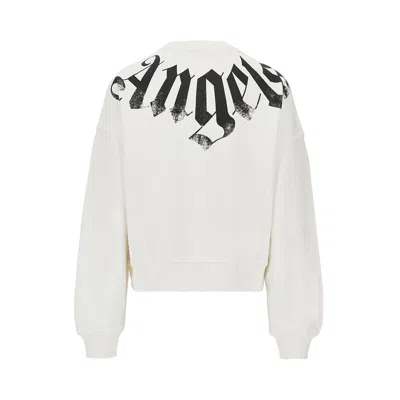 Palm Angels Men White Logo Crew Neck Sweatshirt, Xl Luxury Sweatshirts & Hoodies For Men Darveys