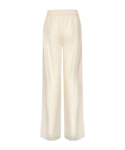Pinko Sequinned Mesh Pants In White
