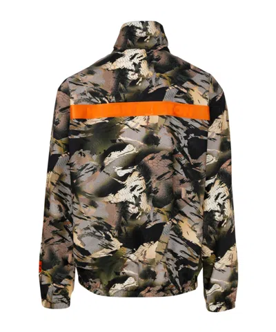 Heron Preston Camouflage Windbreaker With Stand Collar In Brown