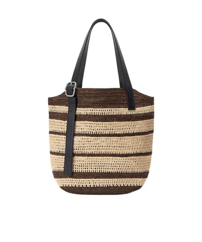 Loewe Loop Basket Striped Shoulder Bag In Purple