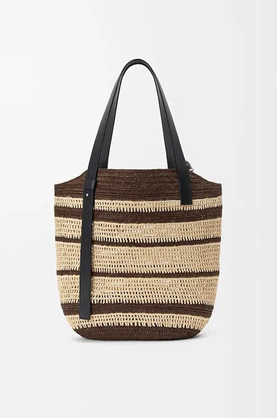 Loewe Loop Basket Striped Shoulder Bag In Purple